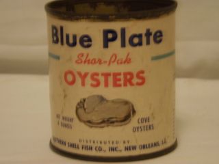 Vintage Blue Plate Oyster Tin 8 oz New Orleans Louisiana