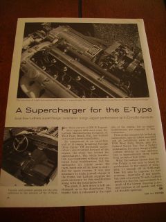 1963 Jaguar E Type Lathem supercharger Original 1963 Article