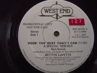 Bettye Lavette 12 Single Doin The Best That I Can on Westend 22113