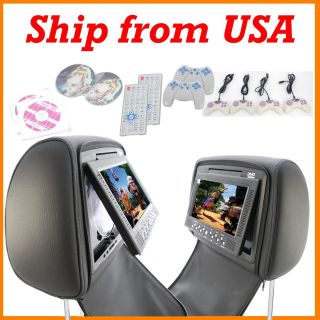 Headrest 7 LCD Car Monitor pillow SONY DVD Player NEW CA USA shipping