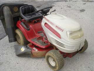 Used White Riding Lawn Tractor with Bagger System