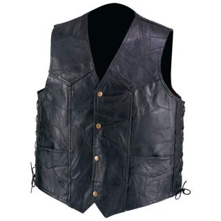 Diamond Plate TM Genuine Leather Motorcycle Vest