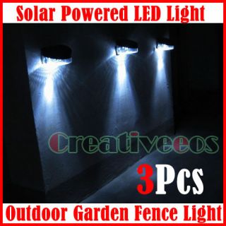3X Outdoor Path Wall Solar Powered LED Fence Light Lamp