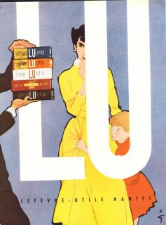 1954 Biscuits Lu Lefevre Utile French Ad Rene Gruau