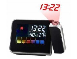 Colorful LED LED Projector Backlit LCD Screen Alarm Clock Weather