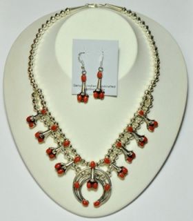 Coral Squash Blossom Necklace Earrings Set Phil Lenore Garcia