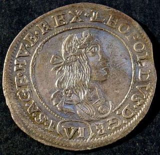 Austria Hungary 6 Kreuzer 1672 Leopold I