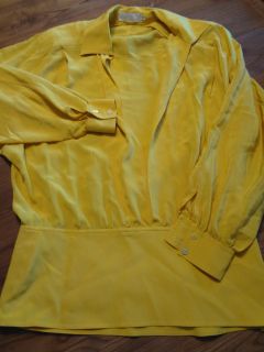 ESCADA by Margaretha Ley Yellow 100 Silk Shirt Blouse Top Size 38