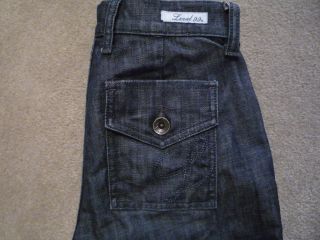 LEVEL 99 Mid High Rise Flare Leg Stretch Jeans Flap Pocket sz 25 28 x