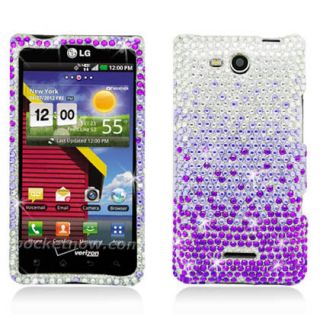 For LG Lucid 4G Crystal Diamond BLING Hard Case Snap Phone Cover