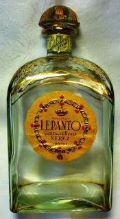 Vintage Lepanto Gonzalez Byass Xerez Brandy Decanter Painted with Gold