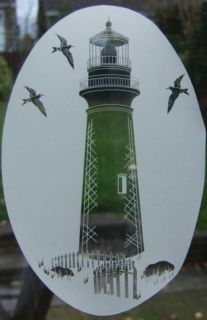 15x23 Lighthouse Etched Glass Window Decal Vinyl Cling