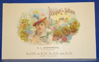 Lillian Russell Cigar Box Label Lithographer’s Sample