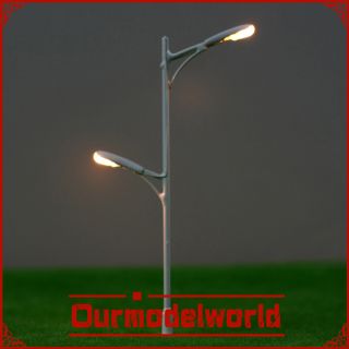  scale model train lamppost white double bulbs street light 9 0cm T63