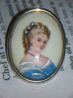  CAMEO LIMOGES BROOCH PIN FRANCE HAND PAINT ART PORCELAIN JEWELRY