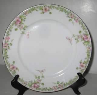 Antique Guerin Limoges Pink Poppy Dinner Plates 1890S
