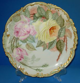 ANTIQUE FRENCH LIMOGES PORCELAIN PLATE BAWO DOTTER ELITE HAND PAINTED