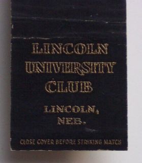 1940s Matchbook Lincoln University Club Lincoln NE MB