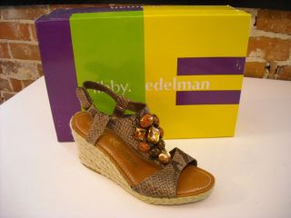Libby Edelman Billie Jeweled Wedge Sandals New