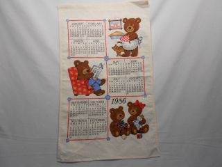 Calendar Dish Towel 1986 Linen Kitchen Textile House Blessing