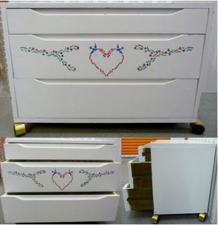  Stencils 3 Dovetail drawers Closet Storage Cabinet on Wheels Wood