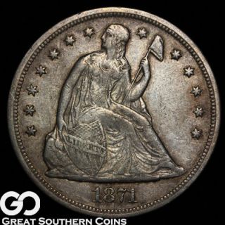 1871 Seated Liberty Silver Dollar Choice XF
