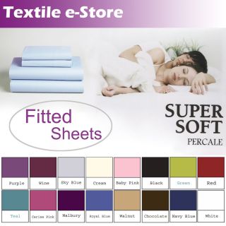 Soft Non Iron Fitted Sheet Bed Linen Sizes Single Double King Super