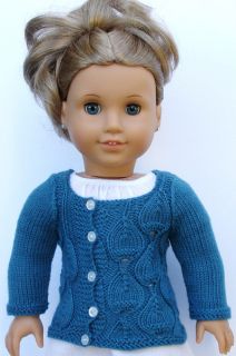 Eva Cardigan Sweater Knitting Pattern 18 Inch Dolls American Girl Doll