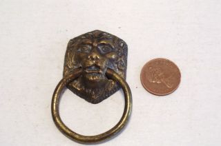 Antique Cast Brass Lion Head Drawer Pull Handle Dresser Chest