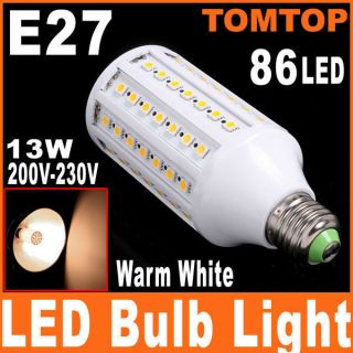 E27 13W 86 LED Warm White Corn Light SMD 5050 Bulb Lamp 200V 230V