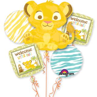 Lion King Baby Simba Five Piece Mylar Balloon Bouquet Welcome Little