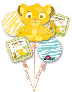 SIMBA Lion King (5) Welcome Little One Baby Shower Party Mylar Bouquet