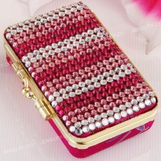 Pink Lipstick Lip Gloss Storage Case Box w Makeup Mirror 3 5x2 2x1
