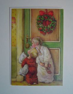 Lisi Martin Swedish Christmas Card Boy Girl Door 1986