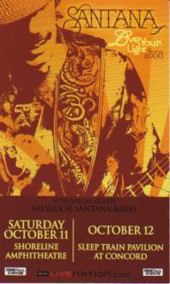 Mint 2008 Santana Northern CA Concert Handbill