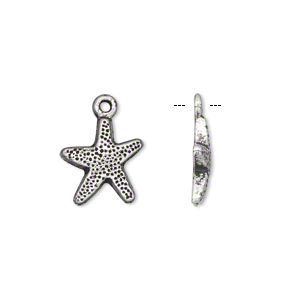 Antique Silver Plated Little 12mm Starfish Charms