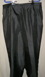 Plus Size Sag Harbor Dressy Slacks Black Shiny Polyester Sz 20W