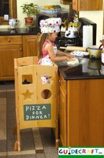 Guidecraft Wooden Little Kids Kitchen Helper Step Stool