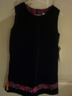Clothes LITTLE ME Holiday Jumper Dress Black with Red Floral Trim Sz 4