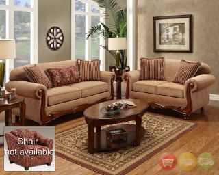 Sofa Love Seat Living Room Furniture Set Taupe Chenille