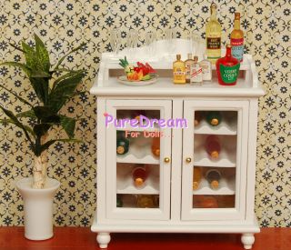 Dollhouse Miniature Living Room Furniture Wooden Arc Edge Wine Cabinet