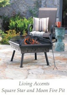 Living Accents Outdoor Steel Square Star Moon Fire Pit