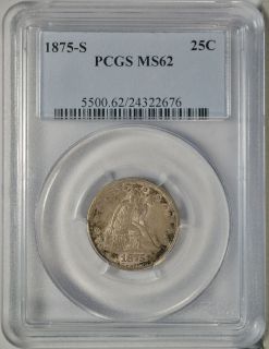 1875 s 20 Cent PCGS MS62