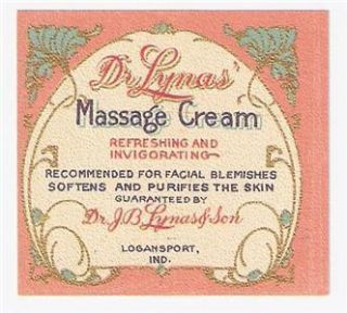 Dr Lynas Massage Cream Label Logansport Indiana