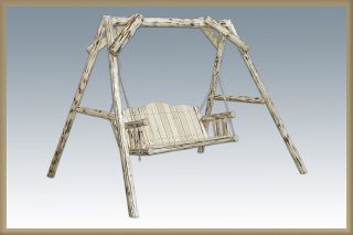 Rustic Outdoor Log Swings Furniture Deck Swing Set
