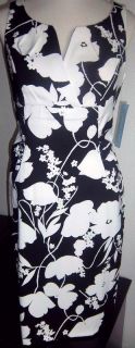 London Times Sz 10 Black White Split Neckline Dress