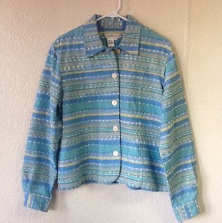 Womens Coldwater Creek Long Sleeve Button Down Multi Color Jacket Size