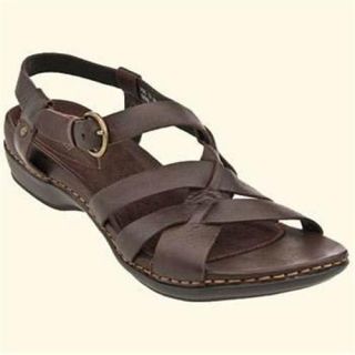Clarks Longmeadow Ankle Strap Casual Sandals Dark Brown Leather Womens