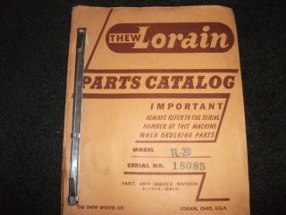 Antique 1957 Lorain Crane TL 20 Parts Catalog Manual