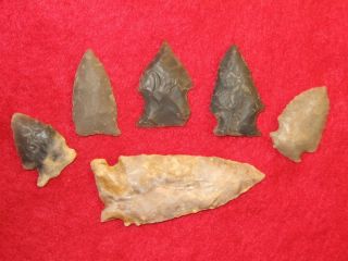 Indian Artifacts Arrowheads 6 Kentucky Points